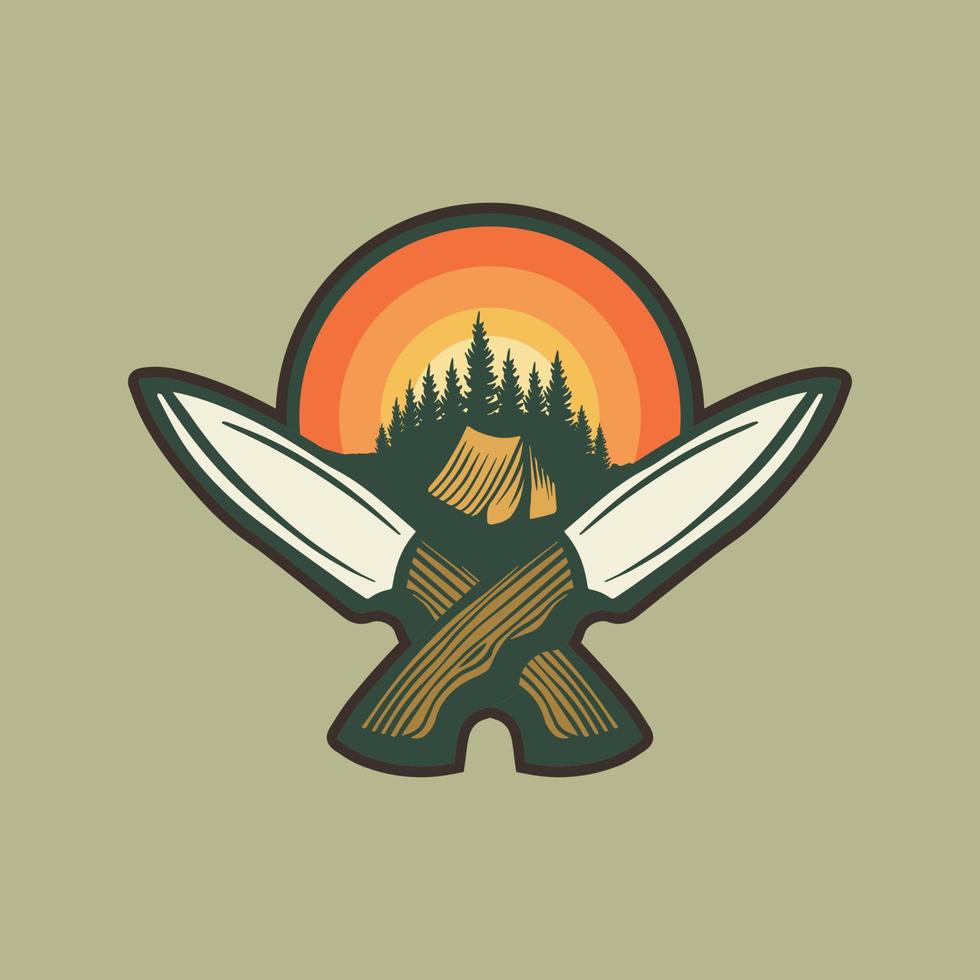 Wilderness camping knife vector