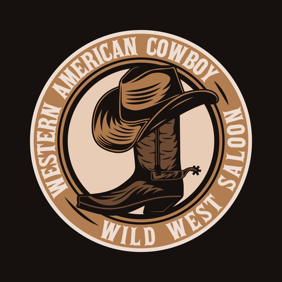 wild west cowboys vintage badge vector