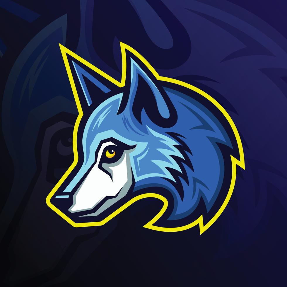 logotipo del equipo de la mascota del lobo de esports vector