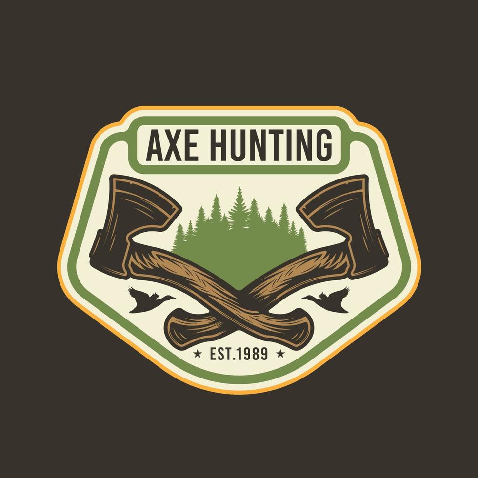 hunting axe vintage design vector