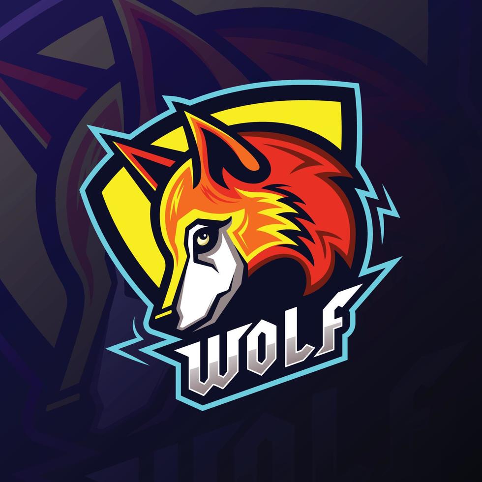 logotipo del equipo de la mascota del lobo de esports vector