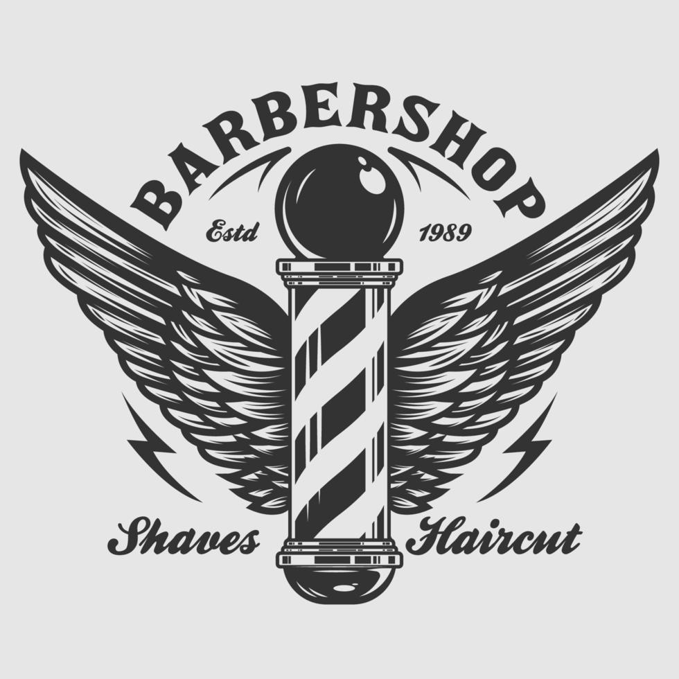 Barbershop pole with wings vector