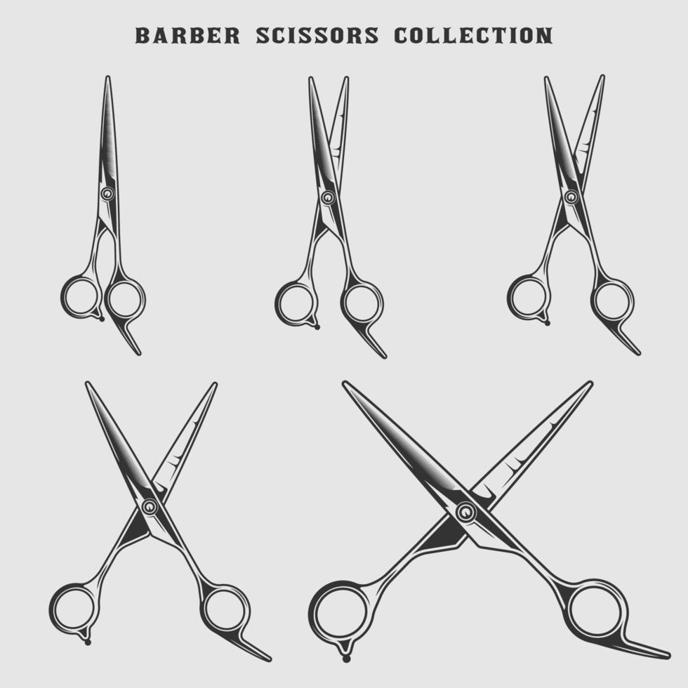 Barber scissors collection set vector