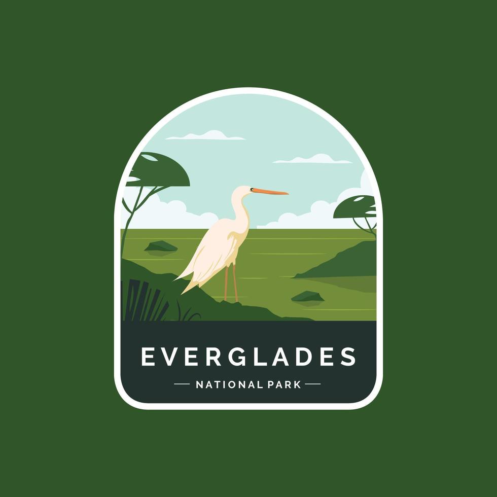 ilustración del logotipo del parche del emblema del parque nacional de los everglades vector