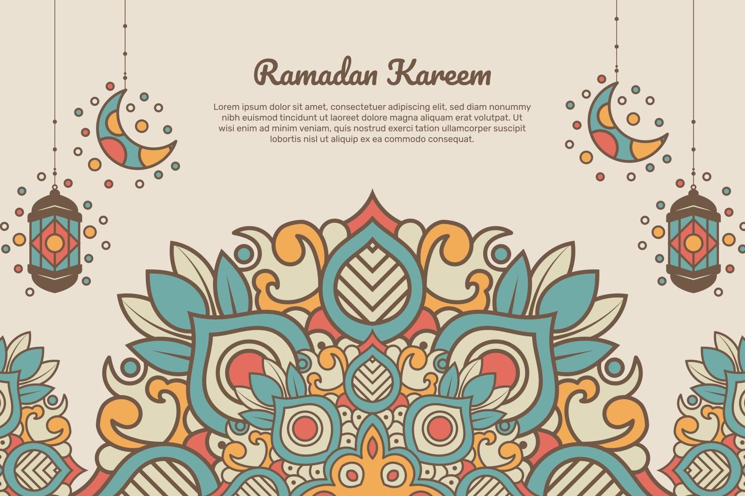 ramadán de fondo vintage con tarjeta de felicitación de linterna mandala baner. - vectores. vector