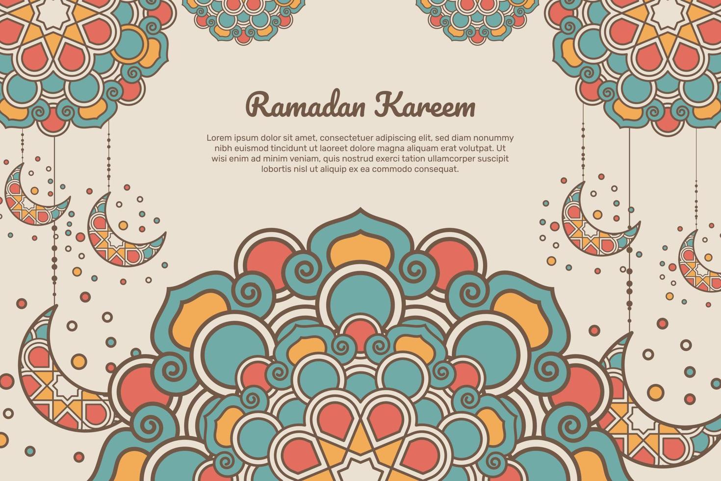 Vintage background ramadan with mandala baner lantern greeting card. - Vector. vector