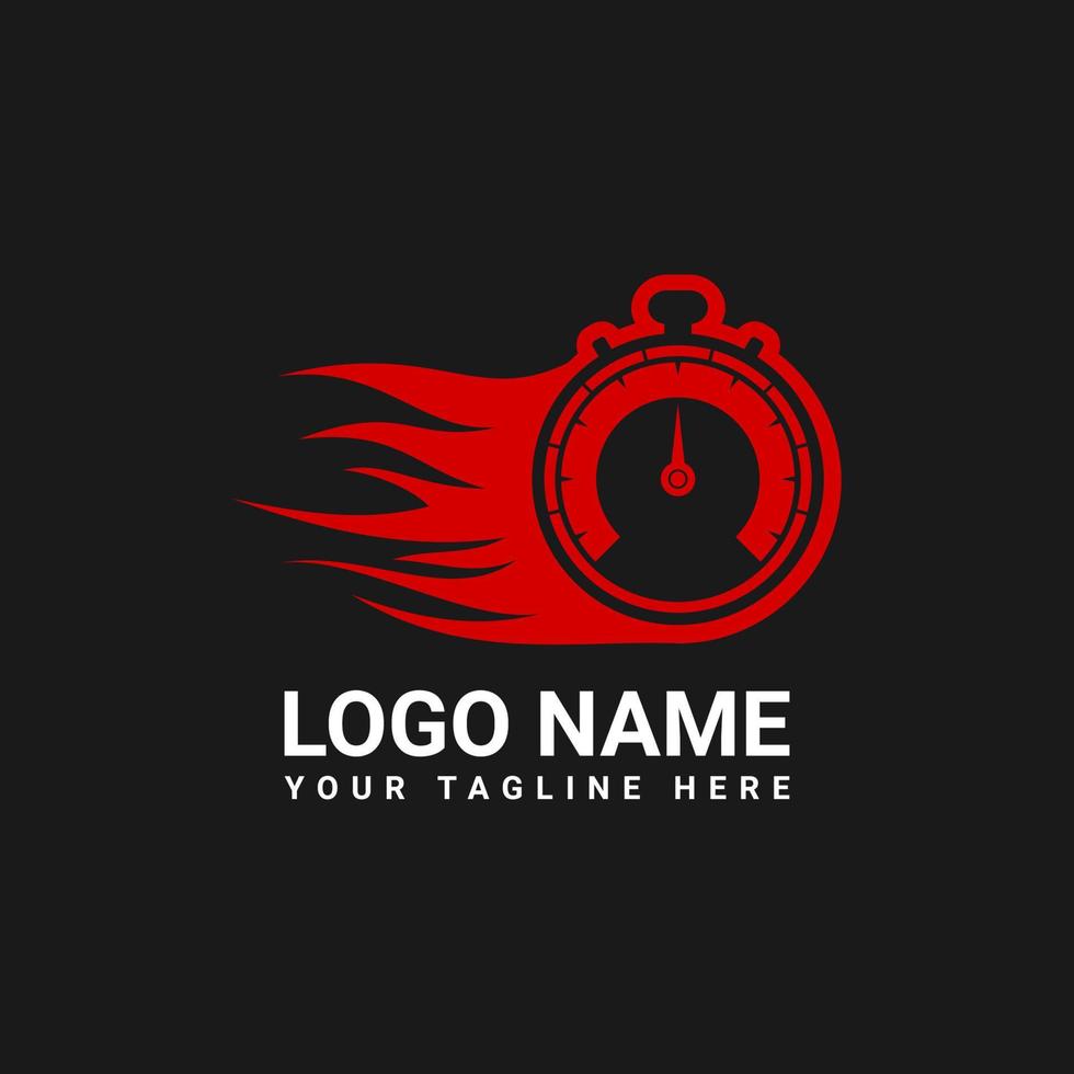 Quick Time Logo Design Template With Timer Icon vector