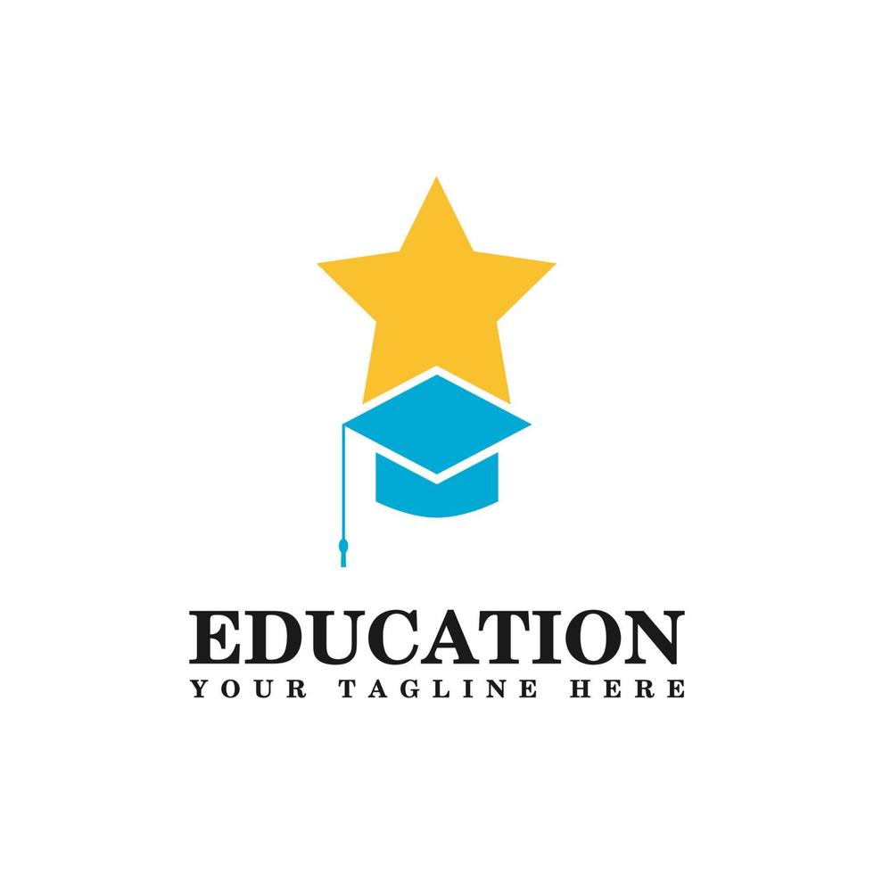 Education Logo Design With Combination of Star And Graduation Cap vector