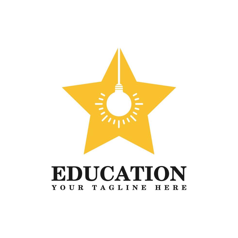 icono de estrella y bombilla para el logotipo de educación vector