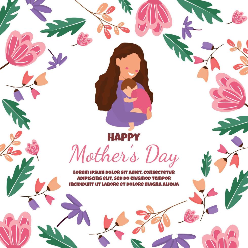 Happy Mother's Day Baby Flower Floral Gift Card vector