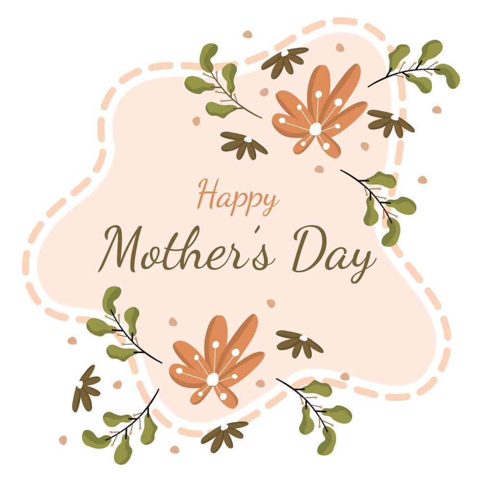 feliz día de la madre flor tarjeta floral ilustración plana vector