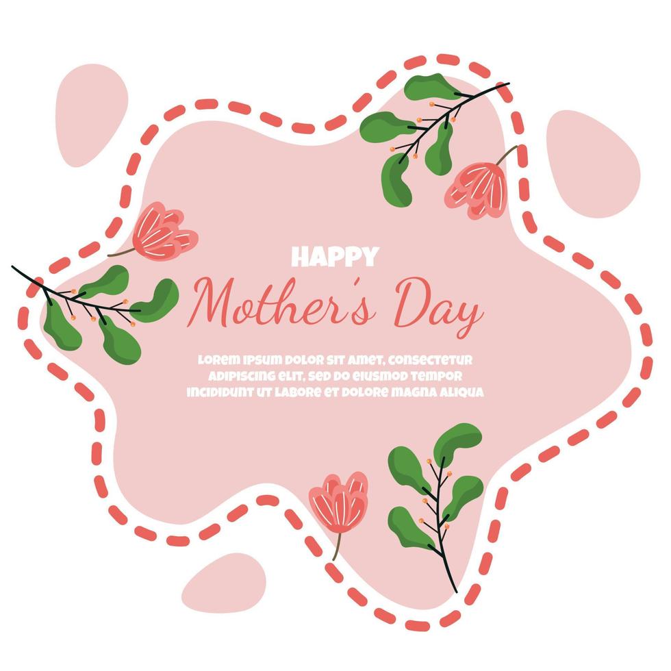 Happy Mother's Day Flower Floral Card Flat Illustration vector