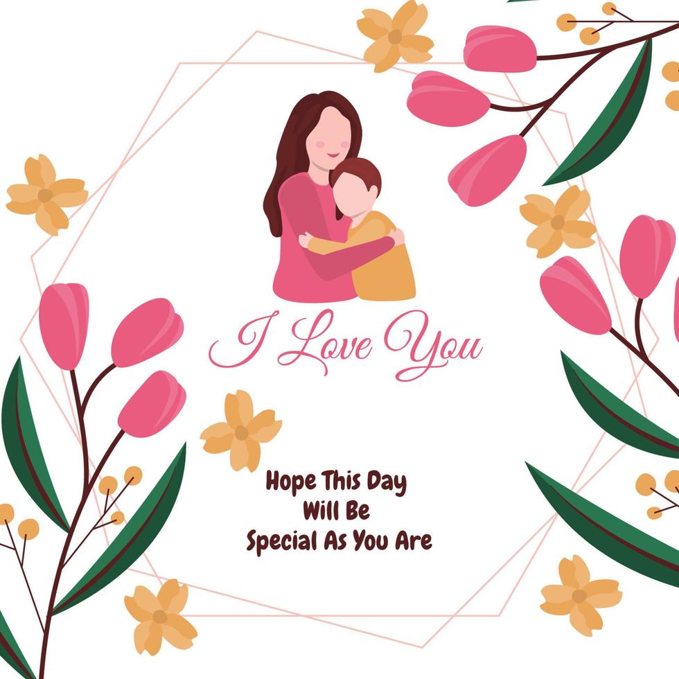 Happy Mother's Day Son Child Flower Floral Gift Card vector