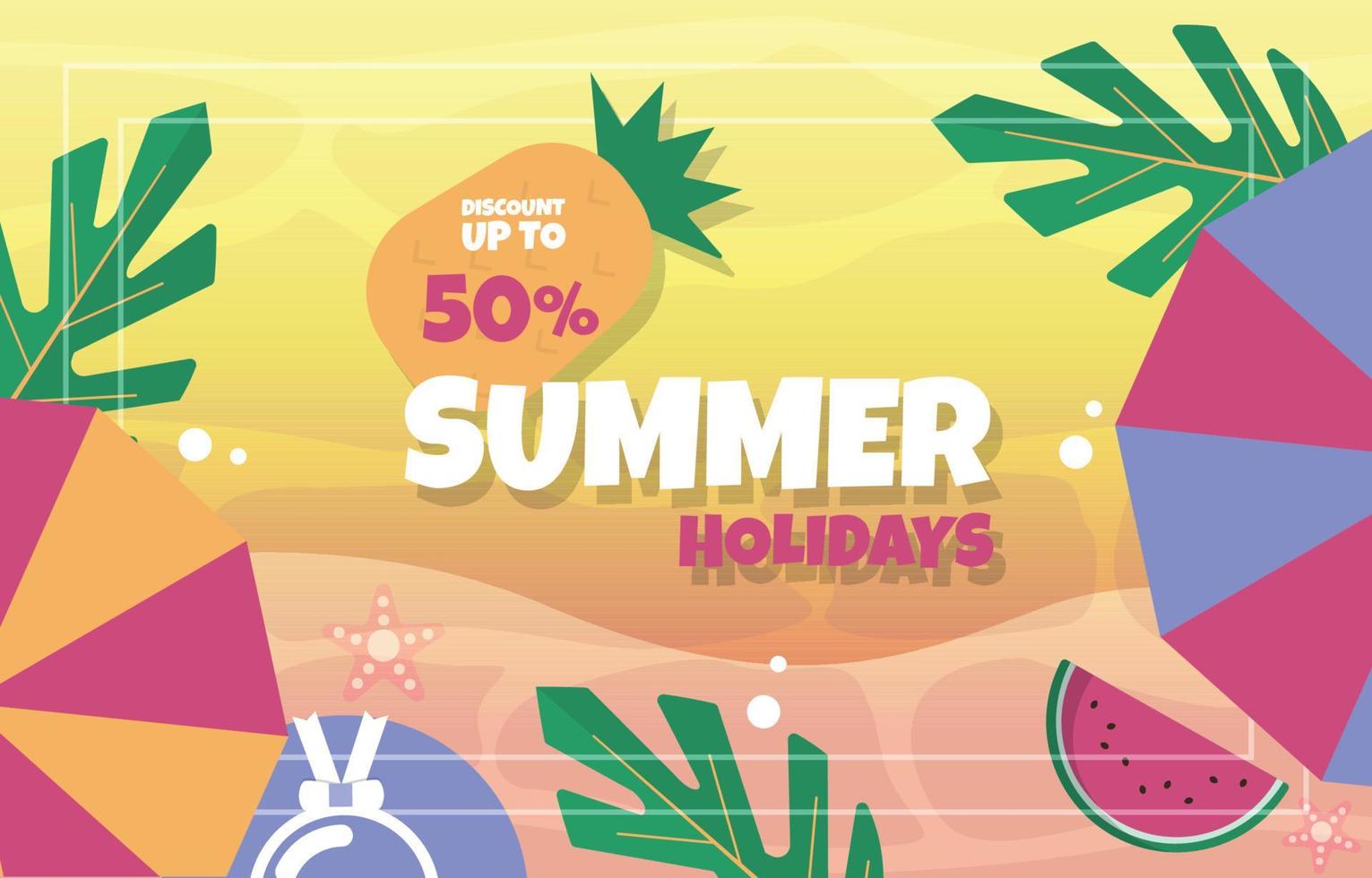 plantilla de póster de evento de vacaciones de venta de verano de frutas de playa de mar vector