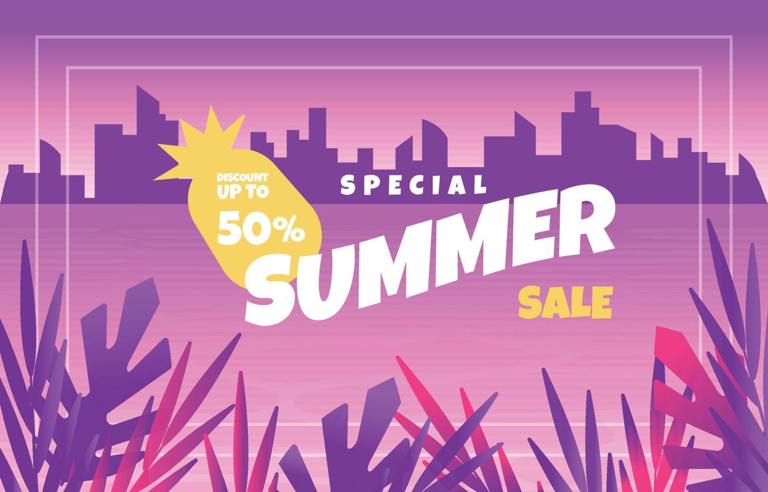 Sea Beach Landscape Summer Sale Holiday Event Promotion Template vector