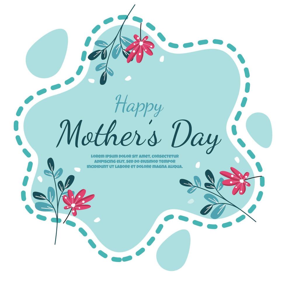 Happy Mother's Day Flower Floral Card Flat Illustration vector