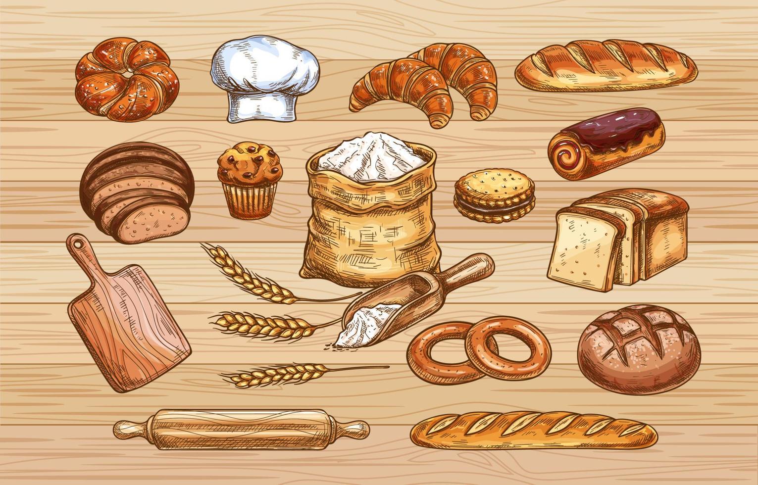 la ilustración de la panadería es adecuada para todo lo relacionado con el pan vector