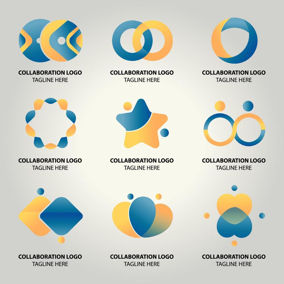 conjunto de logotipos de colaboración de trabajo en equipo vector