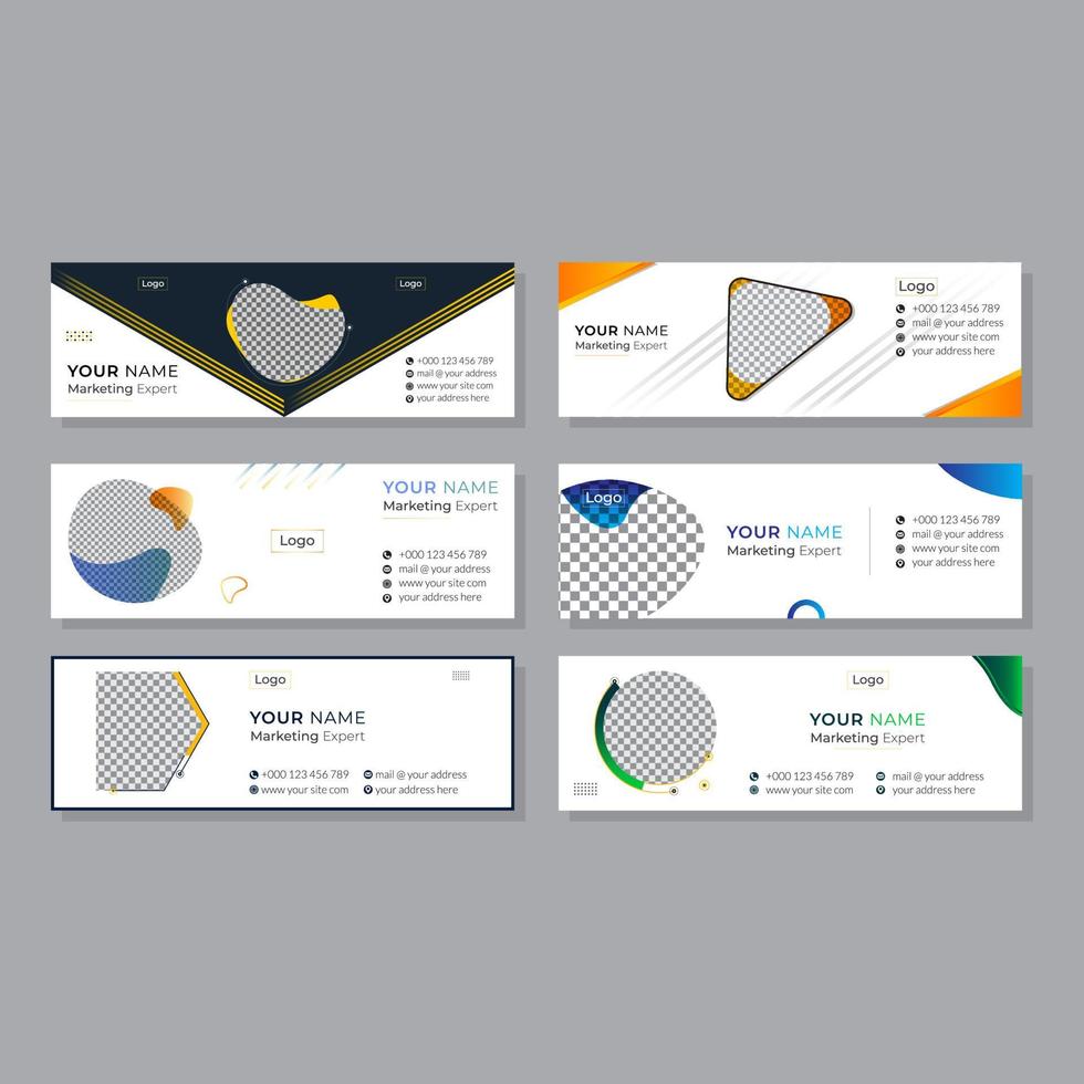 Corporate Email signature template or email footer and personal social media cover templates with an author photo place creative modern layout vector