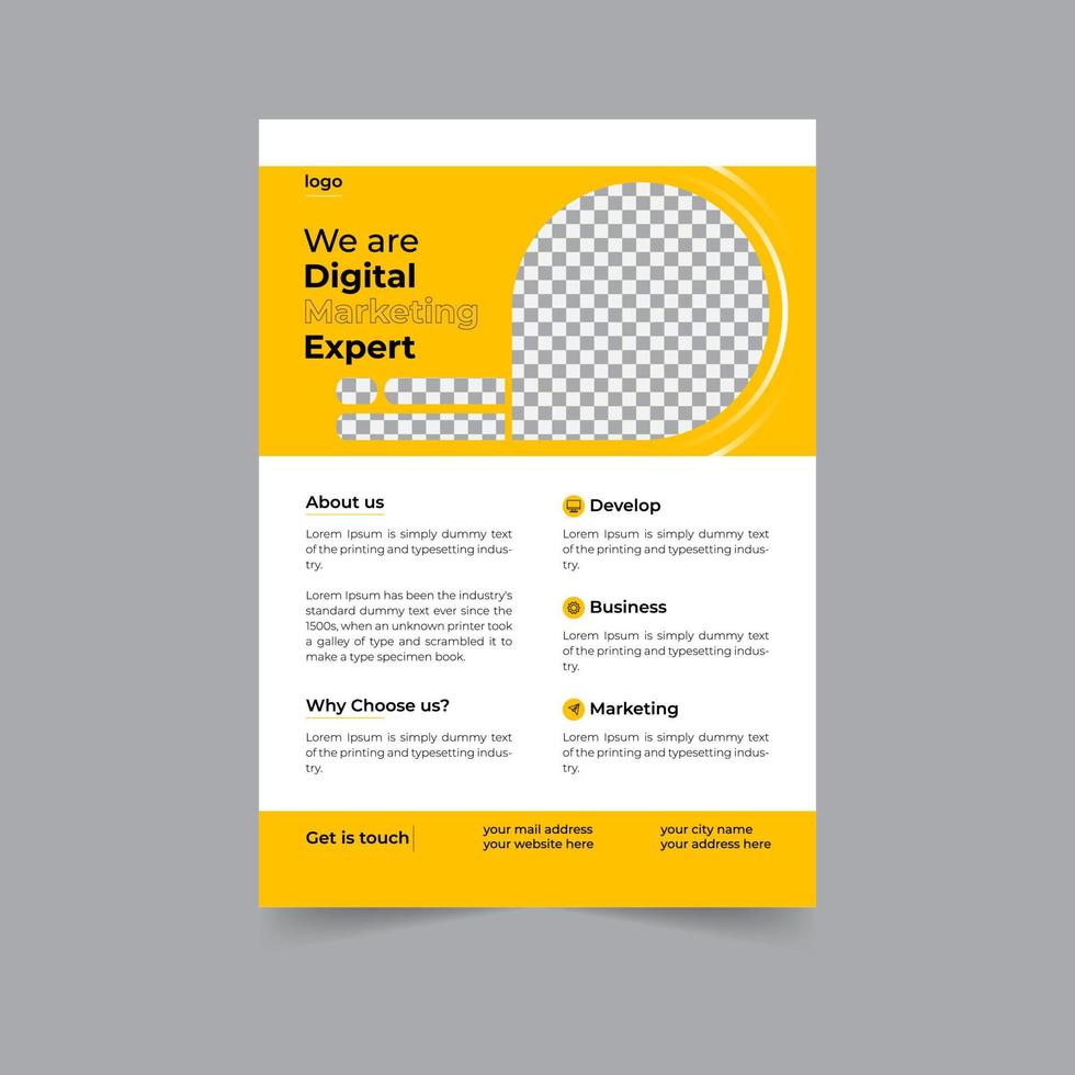 Business flyer design corporate flyer template geometric shape poster design brochure gradient abstract magazine background space for photo in A5 size vector