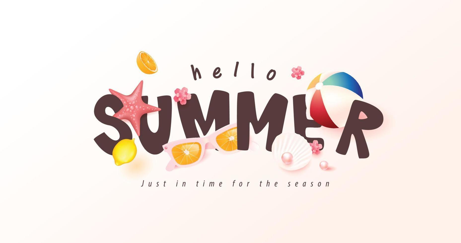 Abstract colorful Summer banner with beach vibes decorate vector