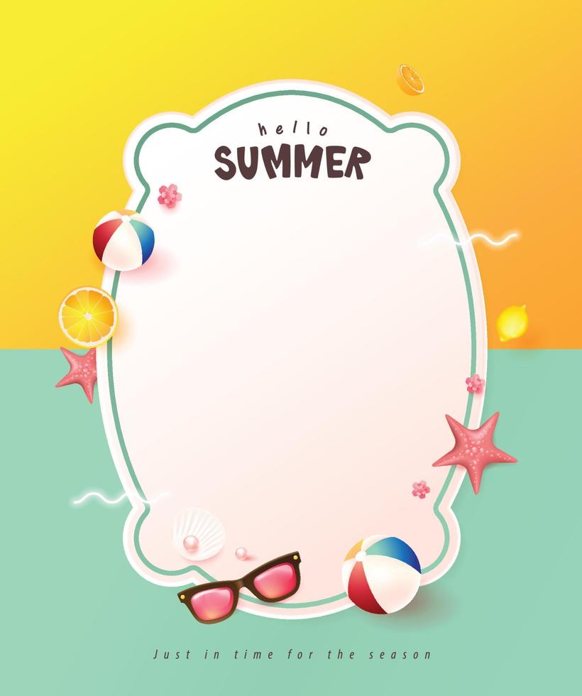 Abstract colorful Summer banner with beach vibes decorate vector