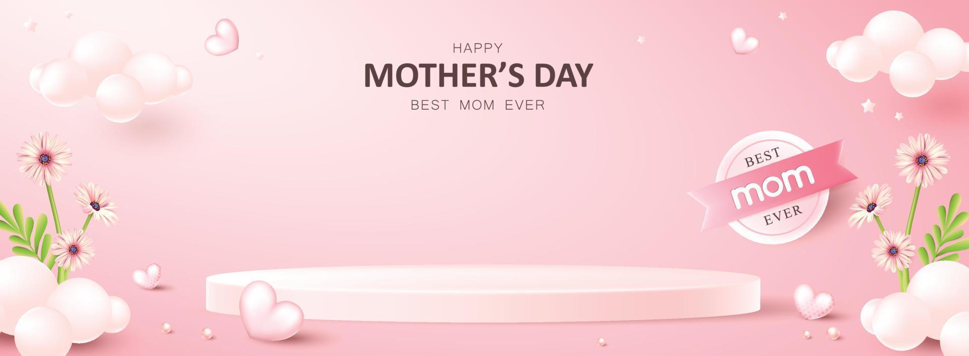 Mothers day poster banner background layout with product display vector