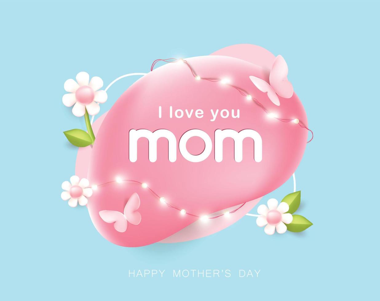 Mothers day poster banner background layout with badges and flower vector