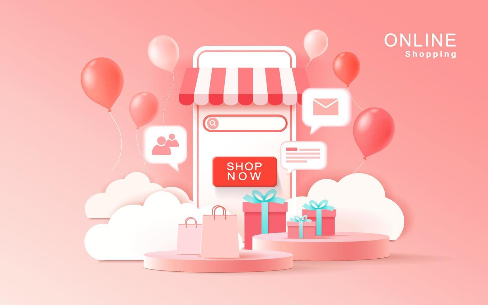 Smart Phone Application, Shopping online sale on website. Vector illustration about shopping online