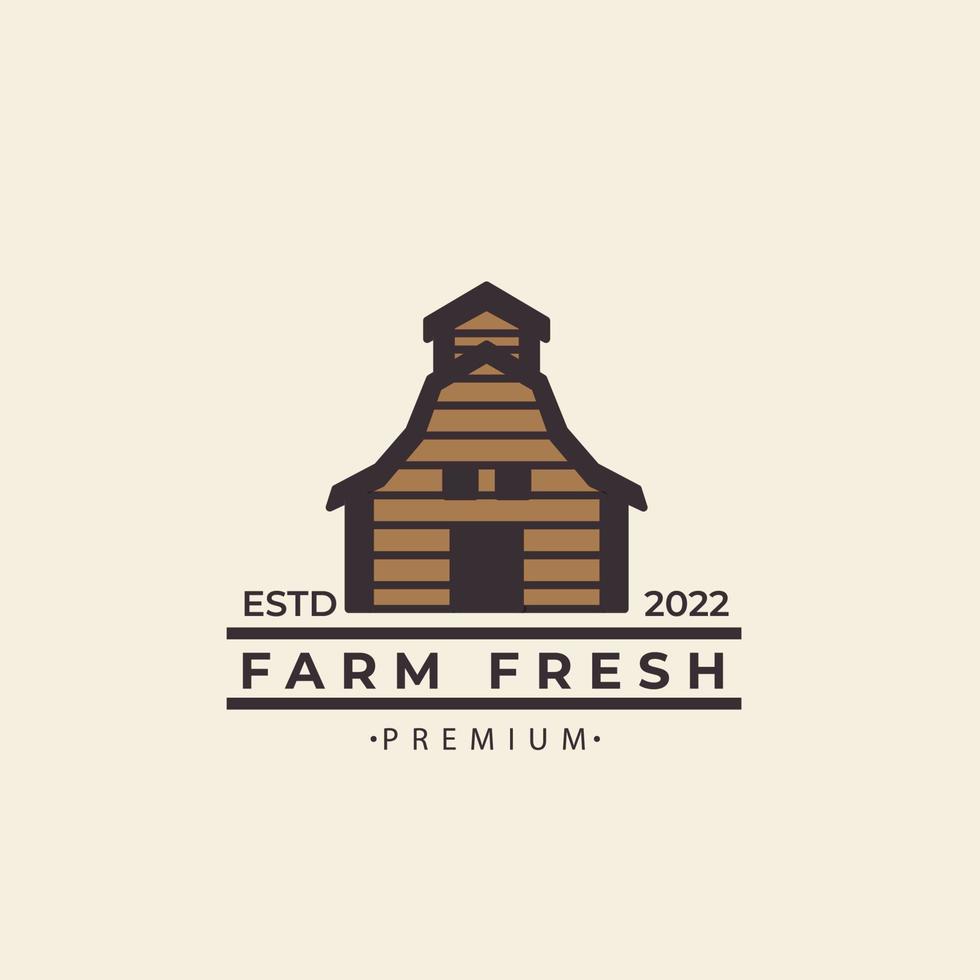 Farm logo design  wooden warehouse building Ranch Retro Logo Vector icon Symbol Illustration Design