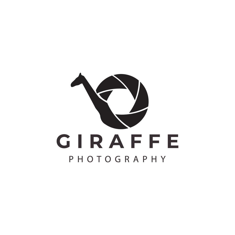 jirafa con fotografía cámara logo vector icono símbolo ilustración diseño