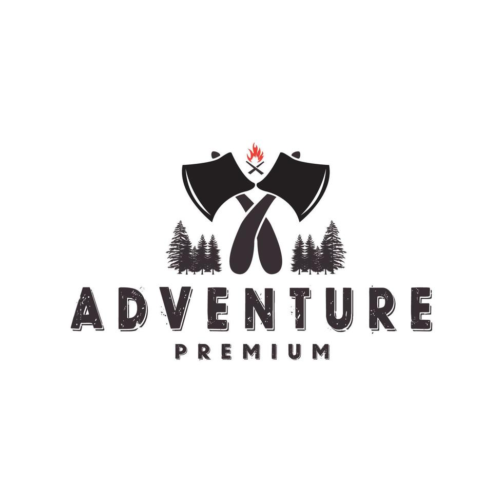 hacha aventura bosque logotipo diseño vector icono símbolo ilustración diseño plantilla