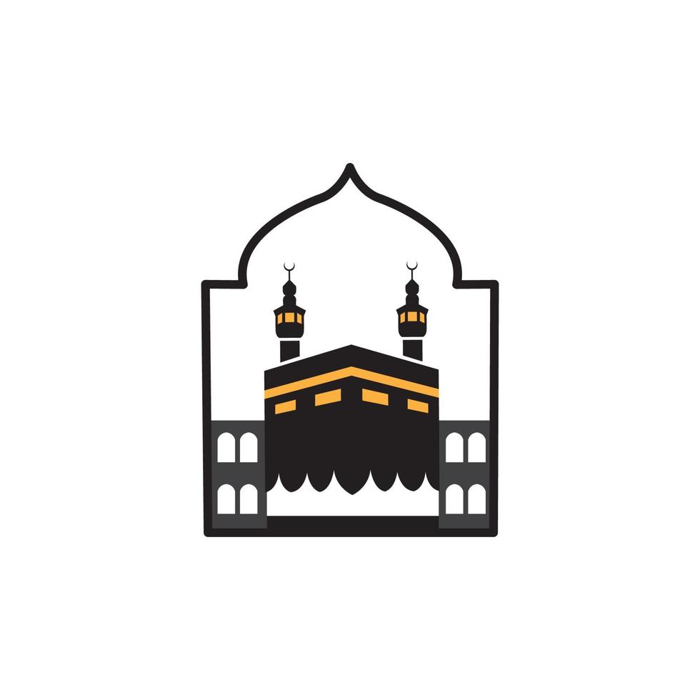 Kaaba in Mecca Islamic mosque for Hajj and Umrah vector icon symbol illustration design