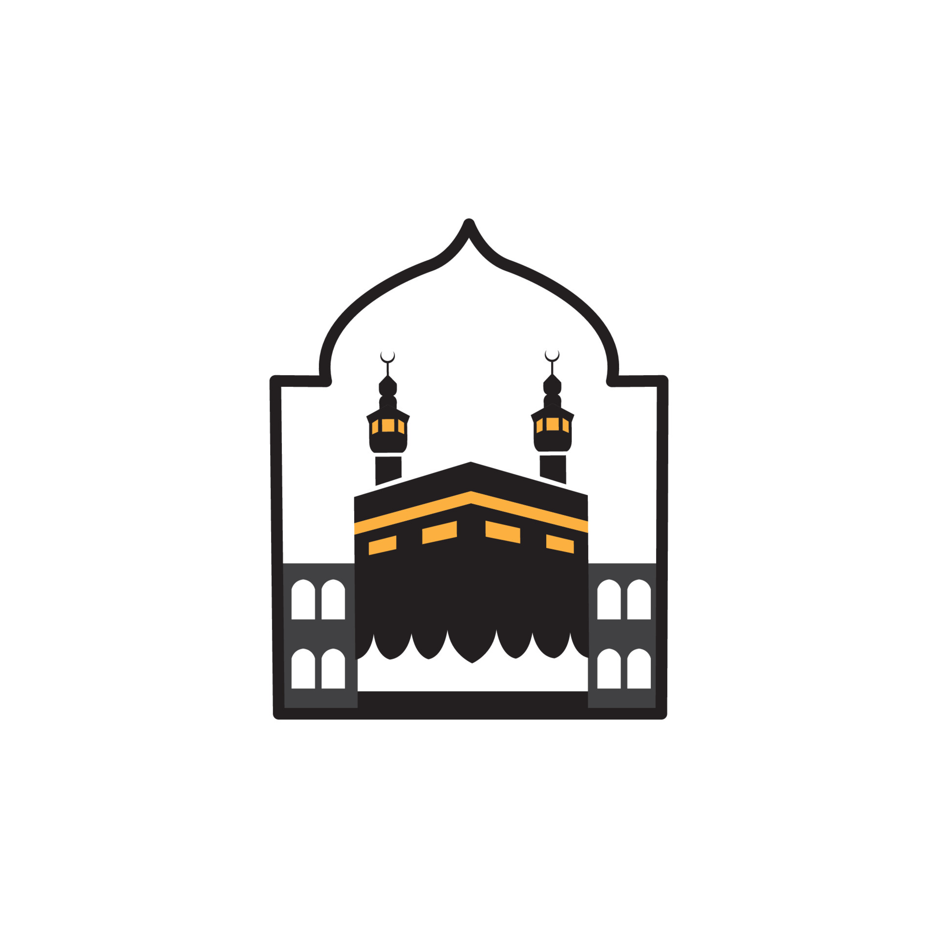 Kaaba in Mecca Islamic mosque for Hajj and Umrah vector icon symbol