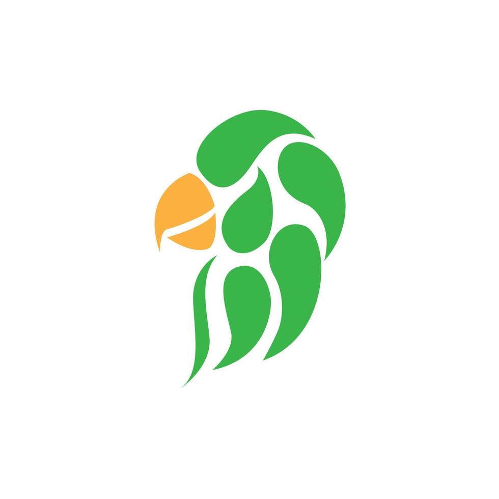 green leaf parrot on the head logo design vector icon illustration graphic creative idea