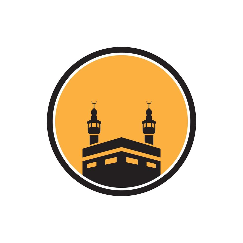 mecca travel logo islamic kaaba vector icon symbol illustration design