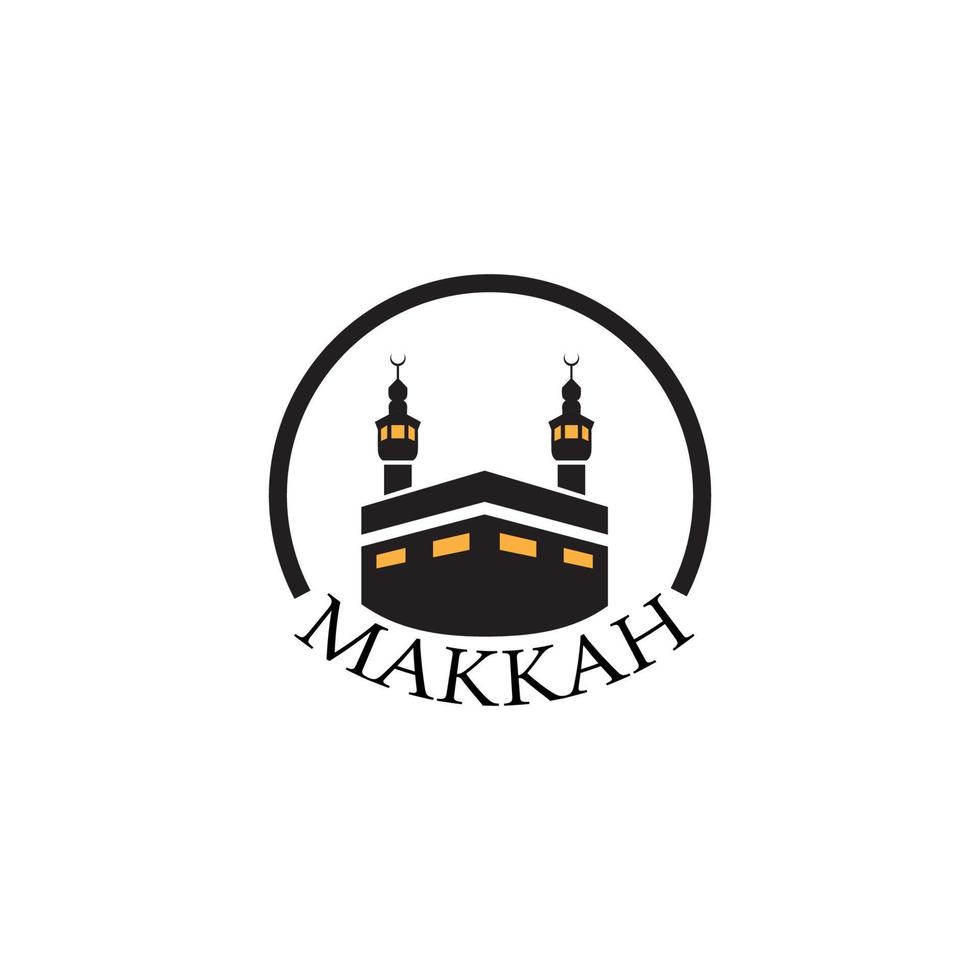 mecca logo islamic kaaba with circle vector icon symbol illustration design