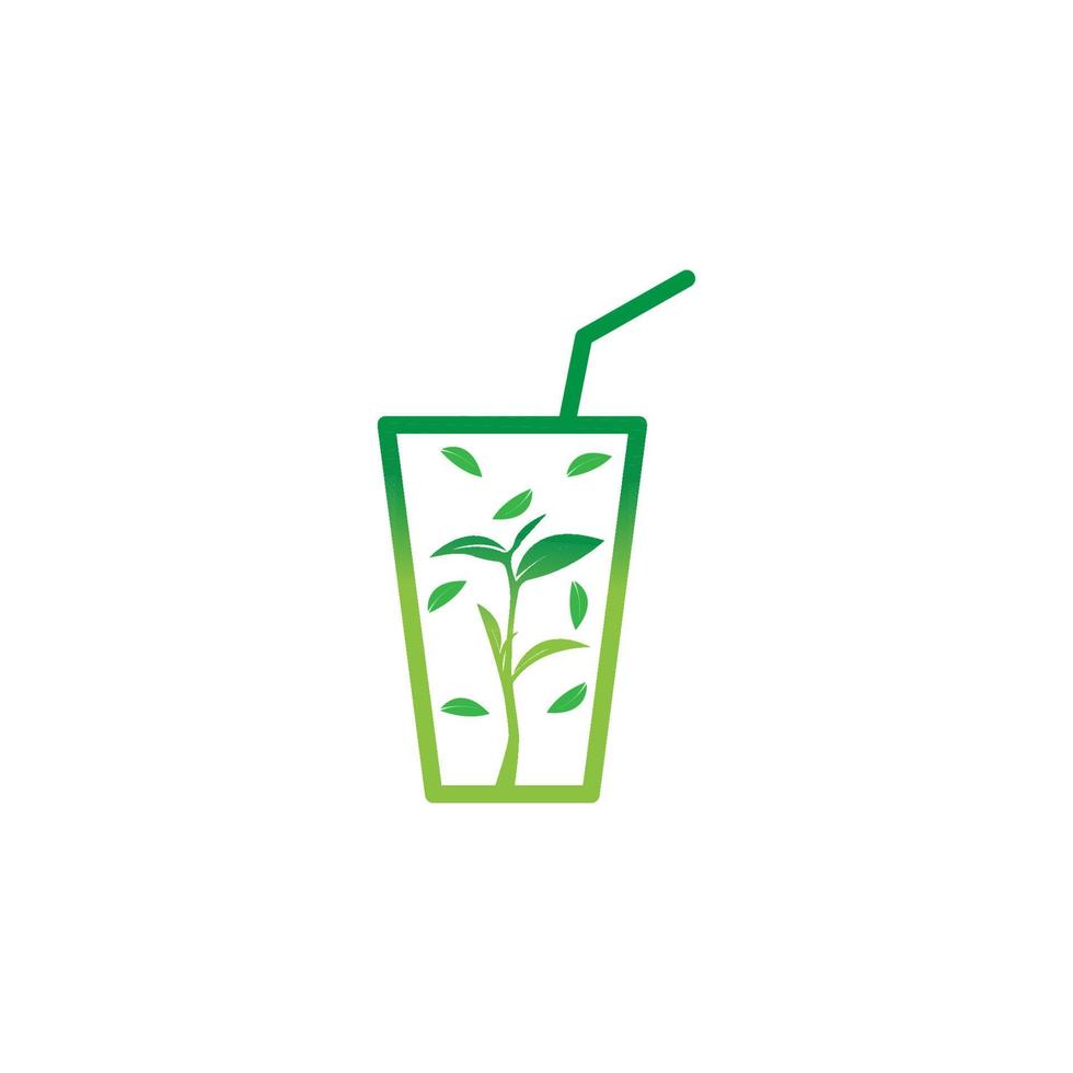 organic green tea drink logo vector icon symbol design