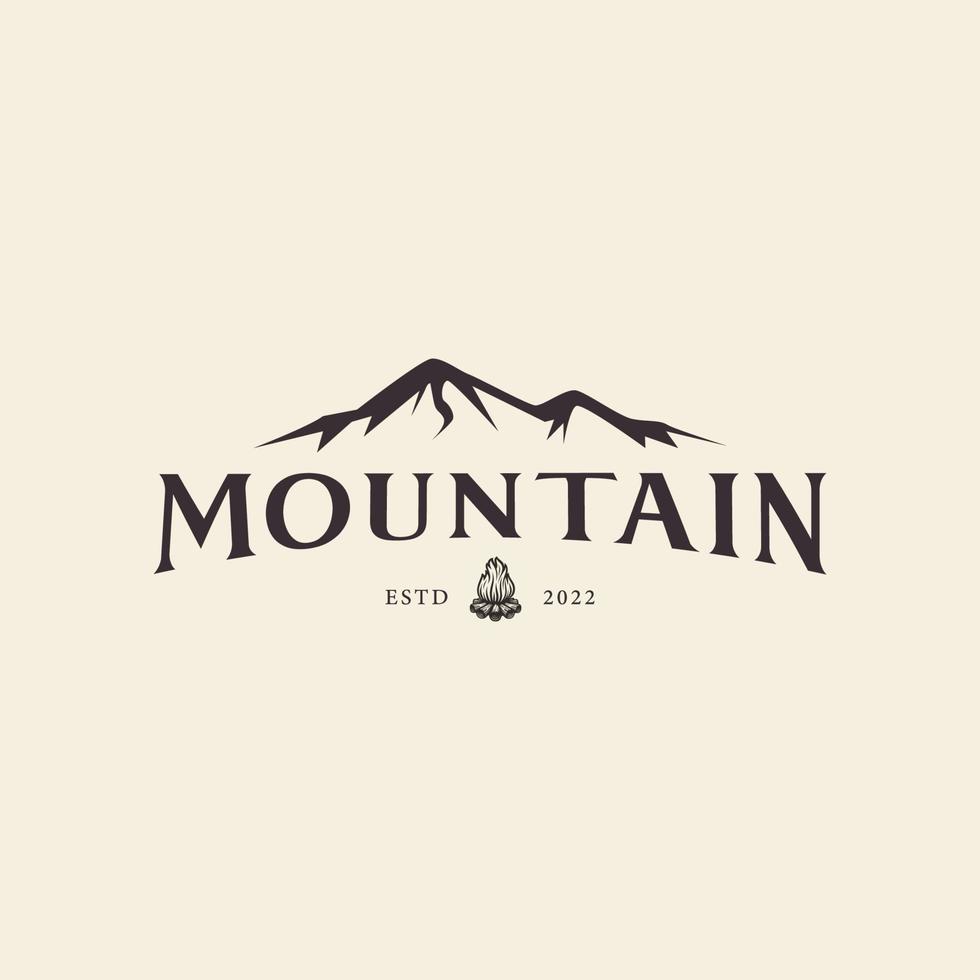 mountains with retro hipster concept logo vector icon symbol illustration design template