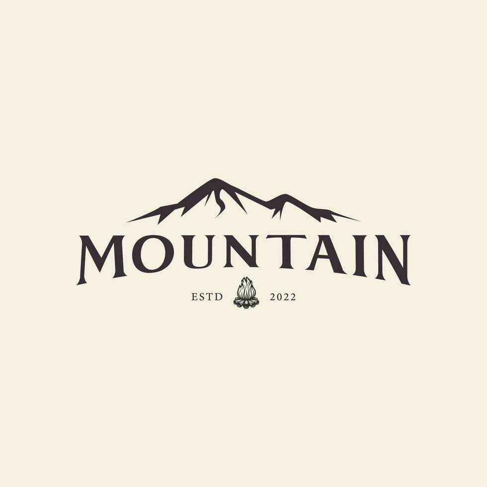 montañas con retro hipster concepto logo vector icono símbolo ilustración diseño plantilla