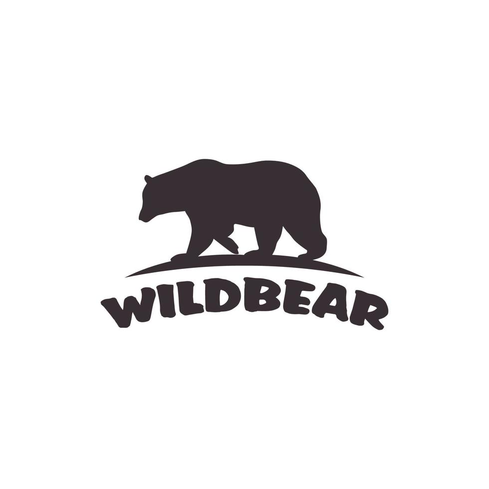 Grizzly bear and sun bear wild animal silhouette logo design icon vector illustration