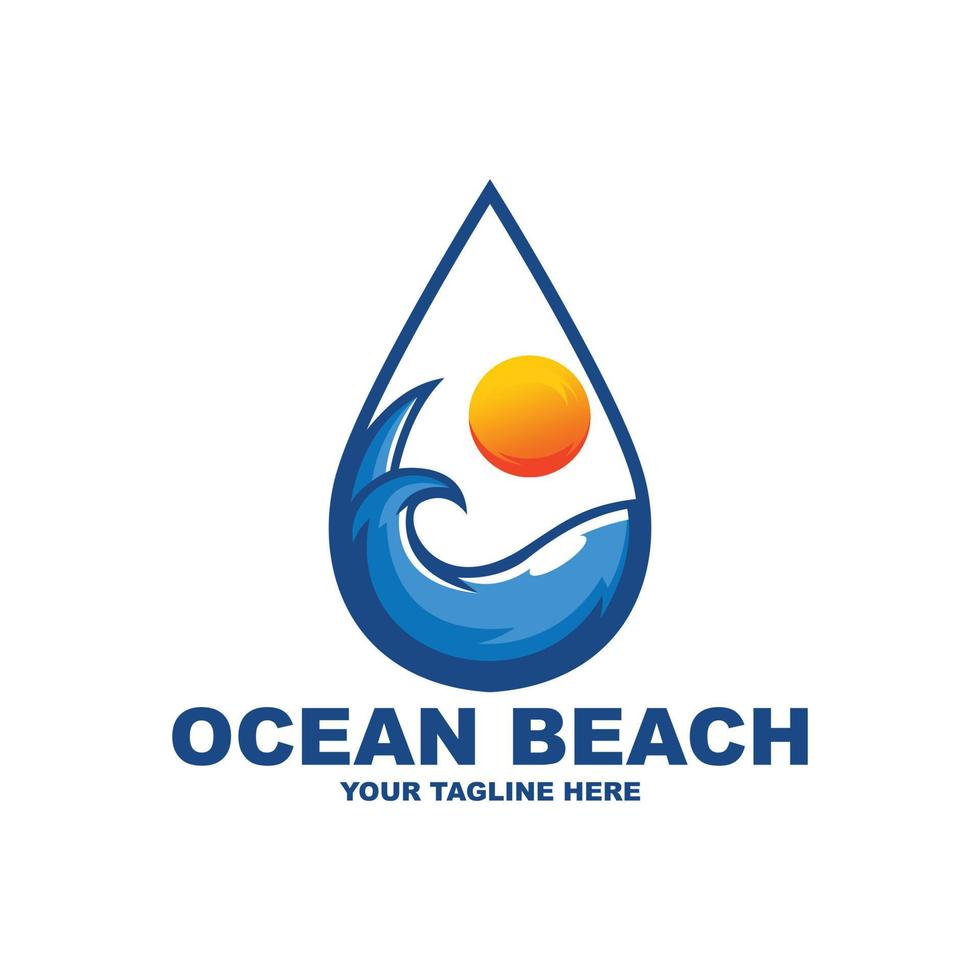 Ocean Beach Logo Templates vector