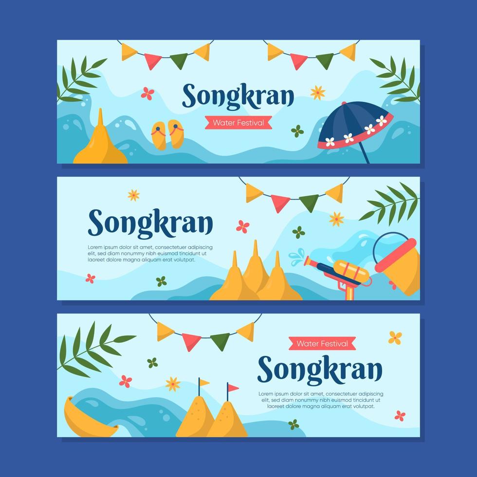 conjunto de colección de banners del festival del agua de songkran vector