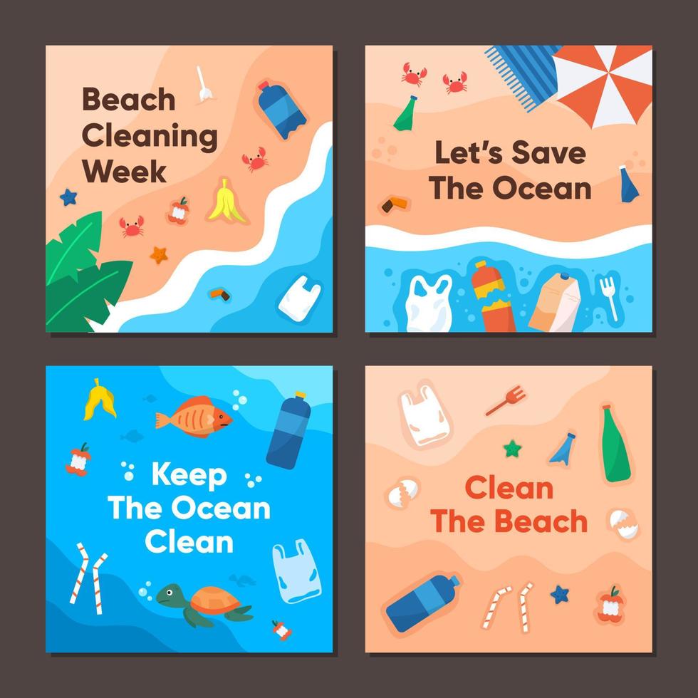 Beach Cleaning Social Media Post vector