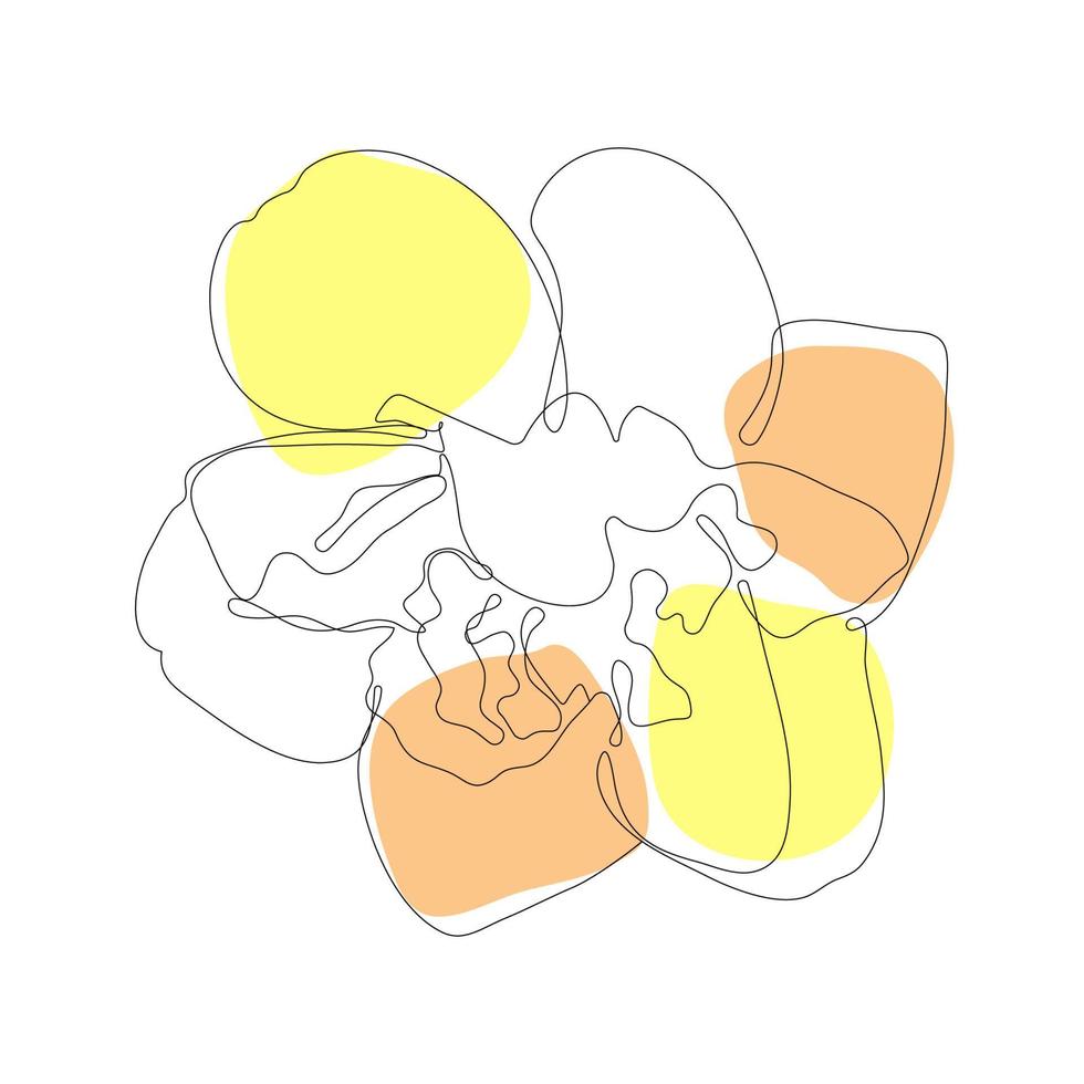 Continuous one simple single abstract line drawing of daffodil flower icon in silhouette on a white background. Linear stylized. Vector illustration.