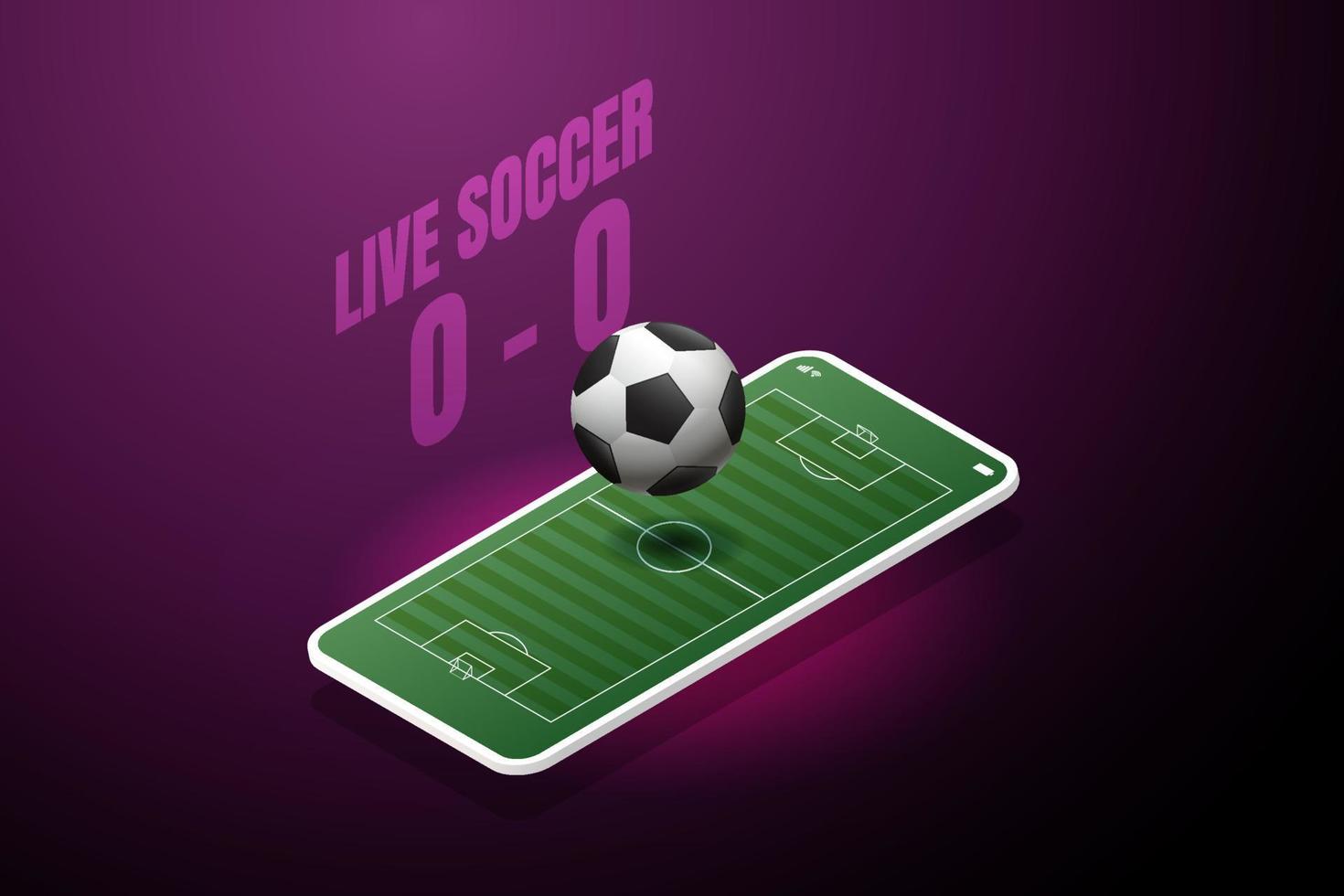 Copa de fútbol en vivo en línea a través del móvil. vector