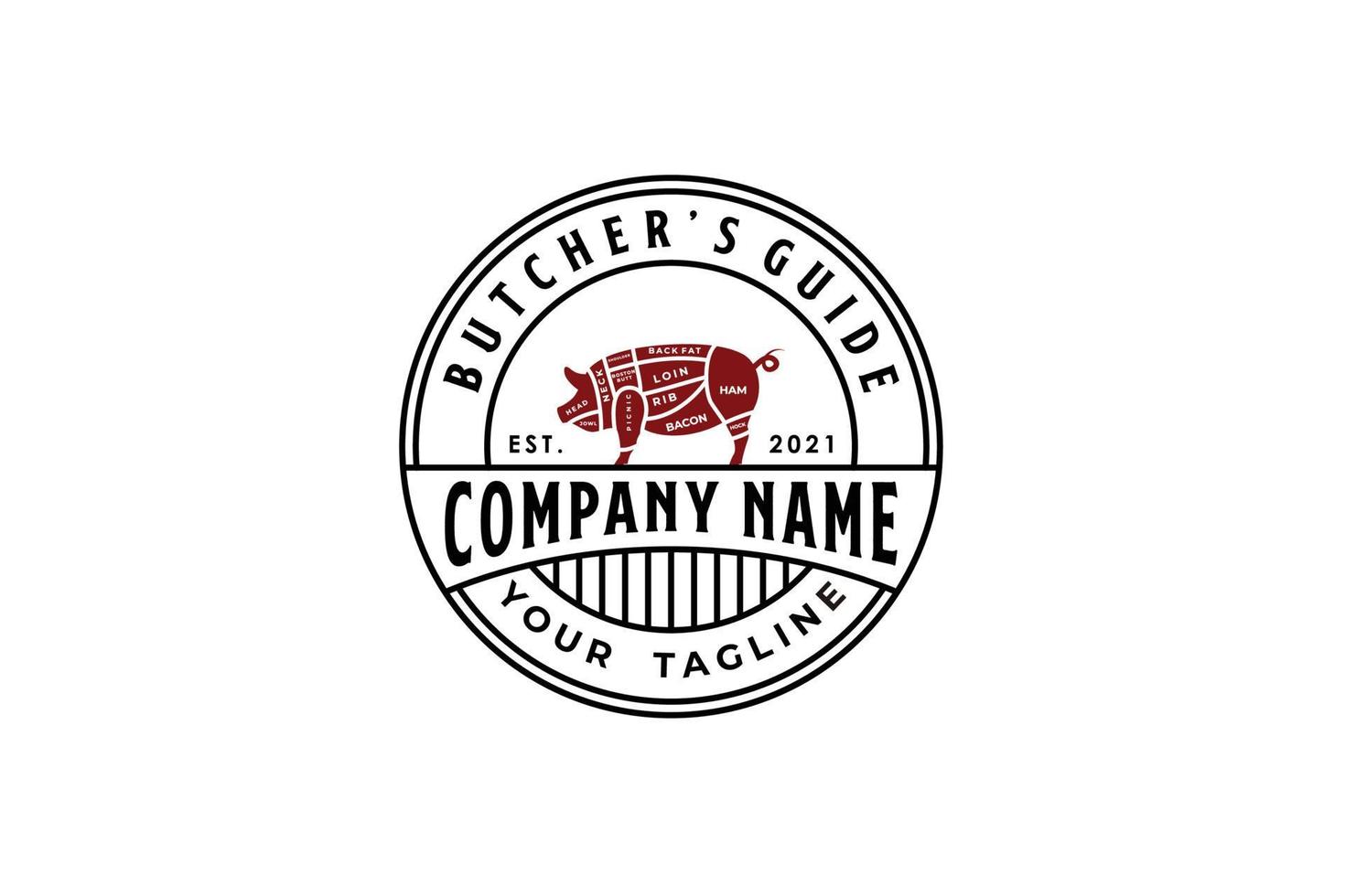 Butcher guide stamp sticker label logo design vector