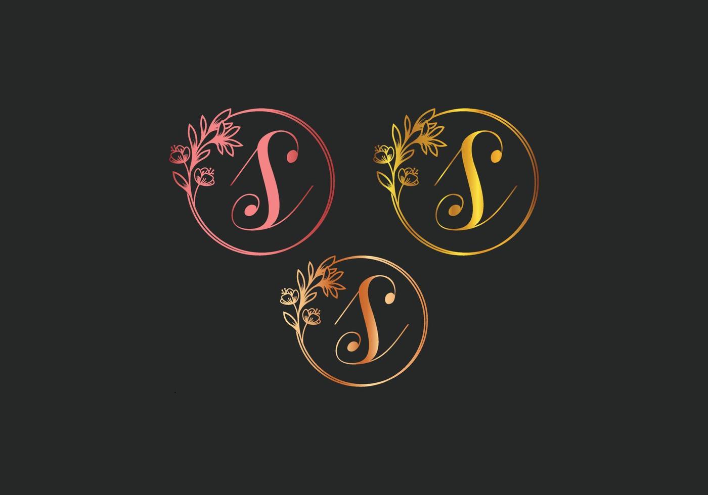 Letter S Monogram design elements graceful template Gold Beauty Industry fashion logo cosmetics business natural vector