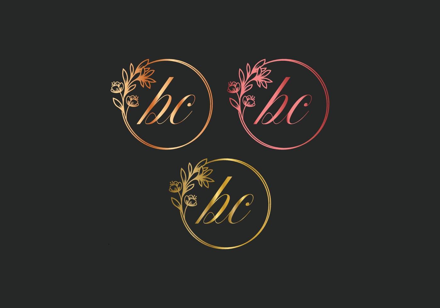 carta bc monograma elementos de diseño elegante plantilla oro belleza industria moda logo cosméticos negocio natural vector