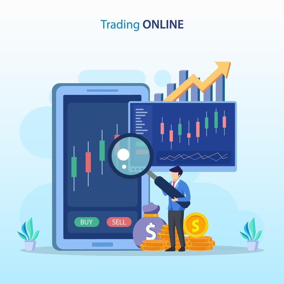 online trading concept. Forex trading strategy, Investing in Stocks. flat vector